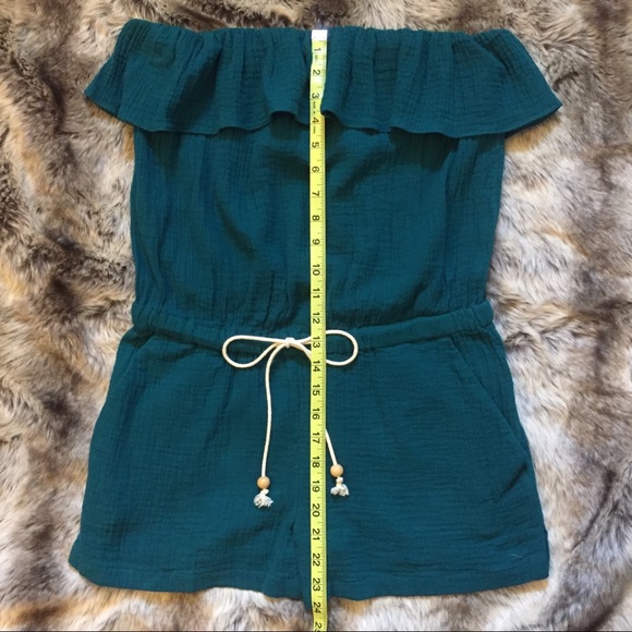 Cute peacock teal jumpsuit shorts - Picture 3 of 4